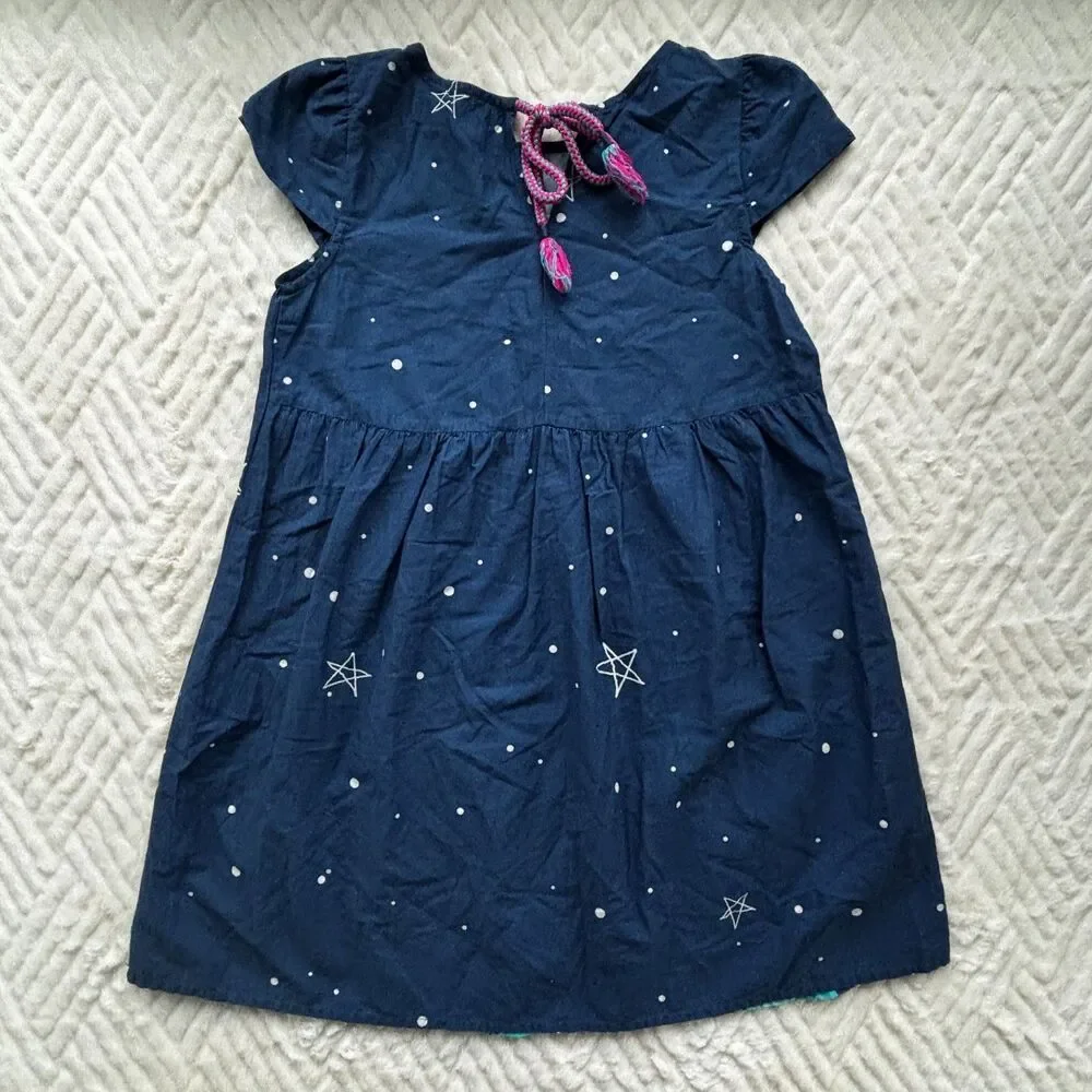 Fabula Girls Size 8 Night Sky Village Print Short Sleeve Cotton A-Line Dress